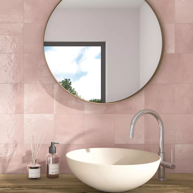 carrelage salle de bain rose